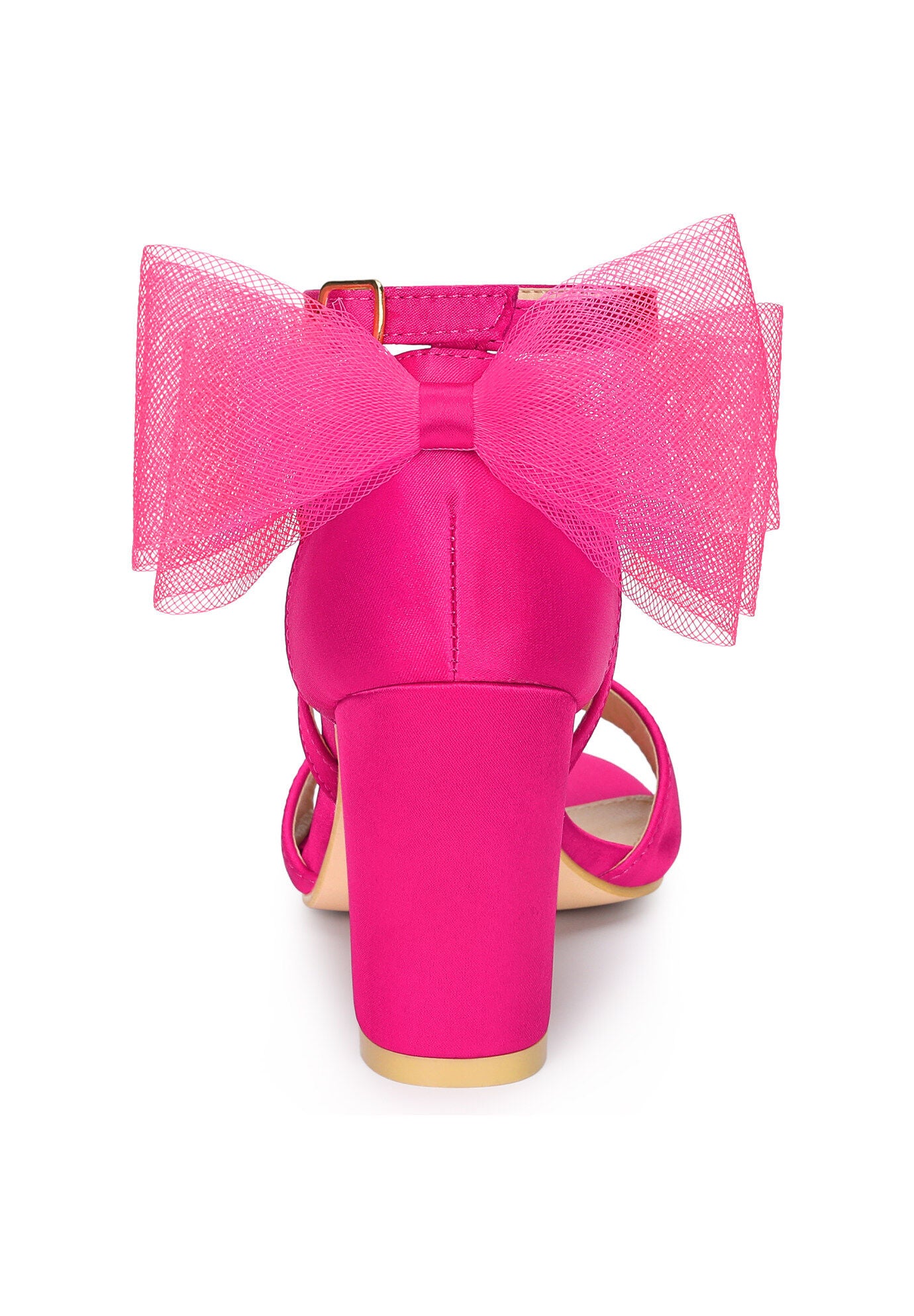 Bow Shoes Chunky Heels Sandals, Fuchsia / Deep Fuchsia, alternate image number 2