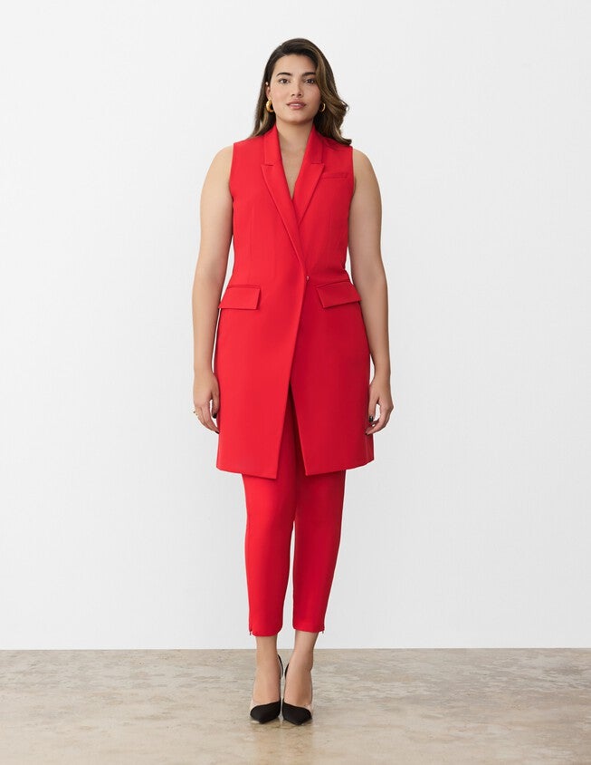 Sleeveless Blazer, Valentine Red / Red, hi-res image number 0