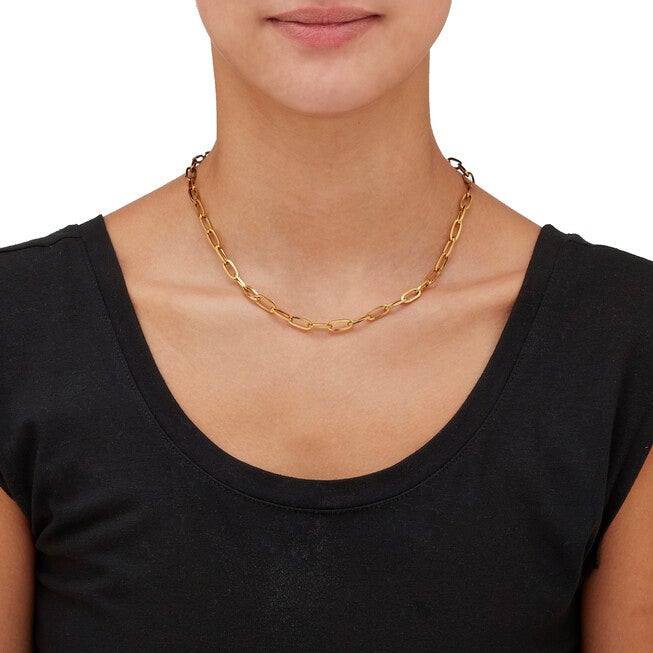 Gold Ion-Plated Stainless Steel Paperclip Necklace 18 Inch, Yellow / Yellow, alternate image number 3