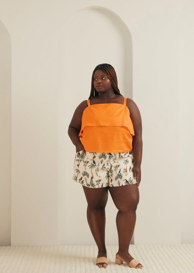 Orange Linen Layered Tank, Orange / Orange, hi-res image number 0