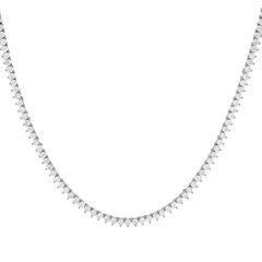 Three Prong Tennis Necklace Silver 15"