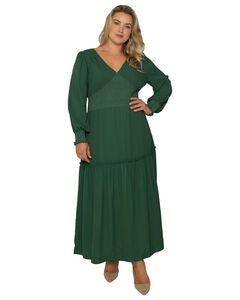 Plus Size Zina Smocked Waist Long Sleeve Maxi Dress