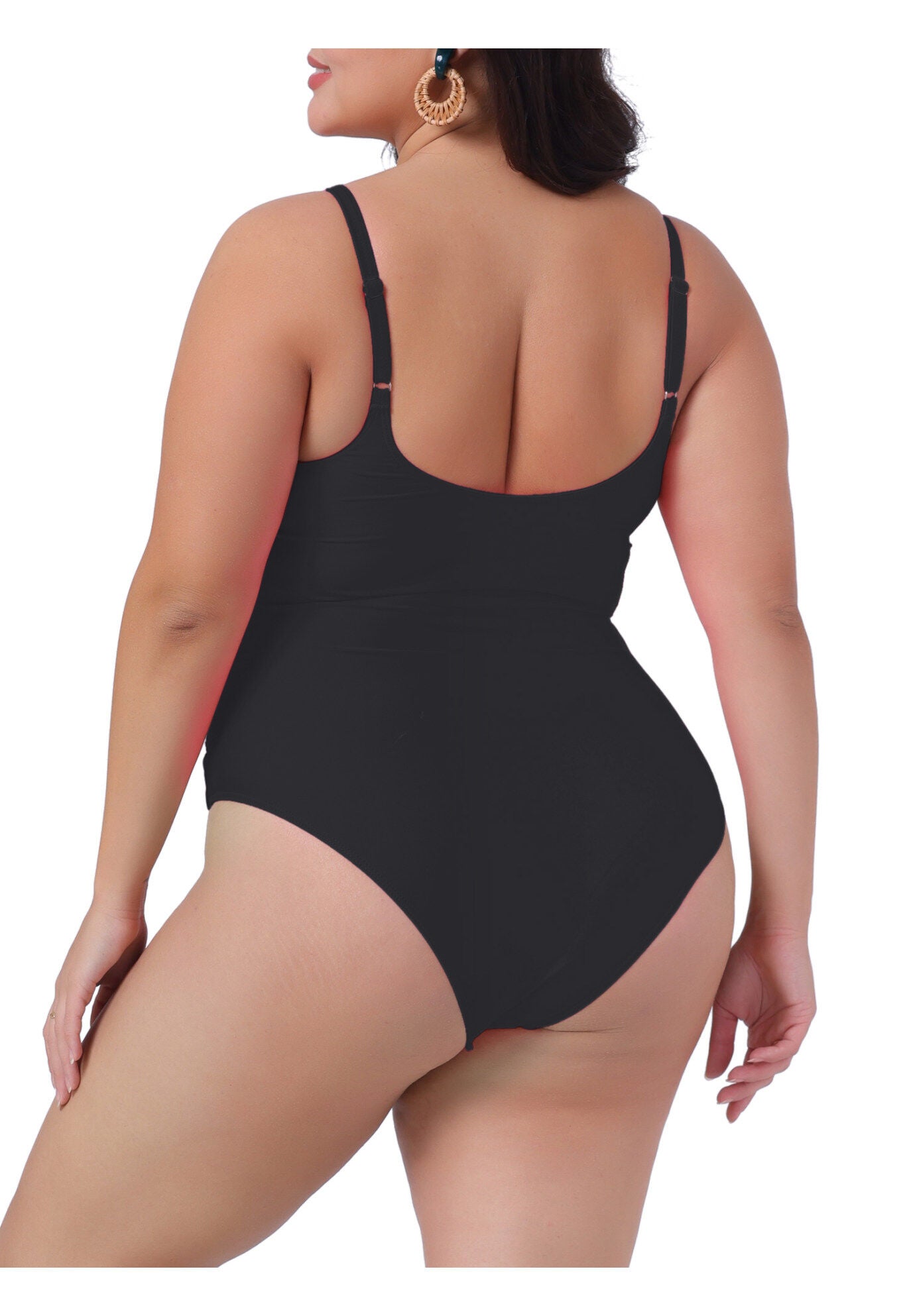 Summer Swimsuit Cutout High Waisted Swimwear, Black / Black, alternate image number 3