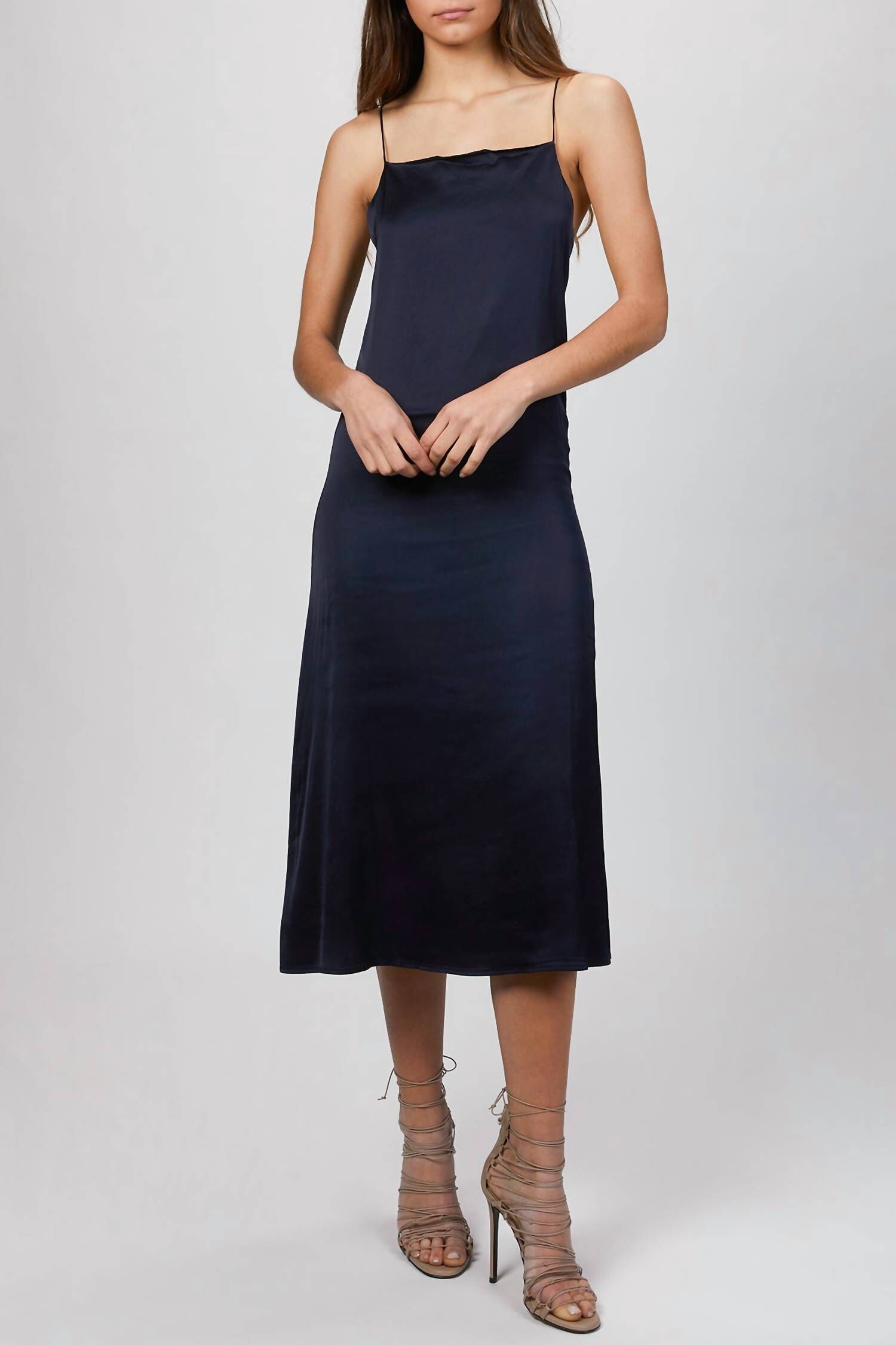 SUAD SATIN DRESS IN NIGHT, Night / Black, hi-res image number 0