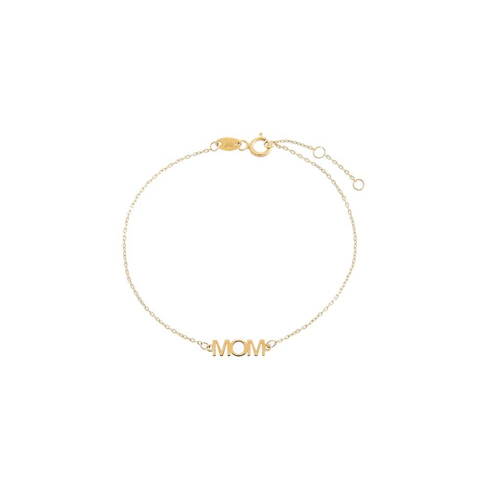 Solid Mom Nameplate Bracelet 14K, Gold / Gold, hi-res image number 0