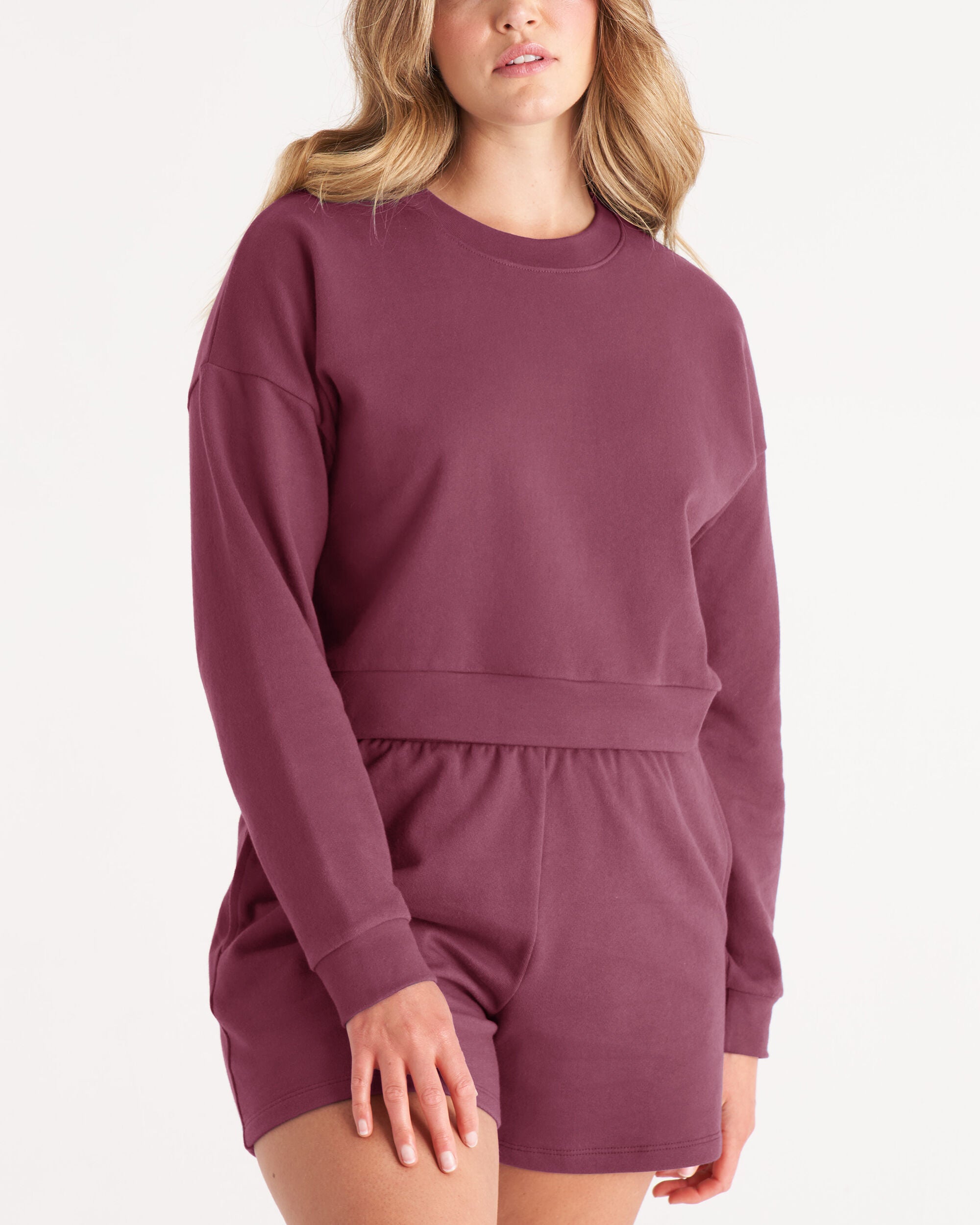 The Crop Sweatshirt, Plum / Purple, hi-res image number 0