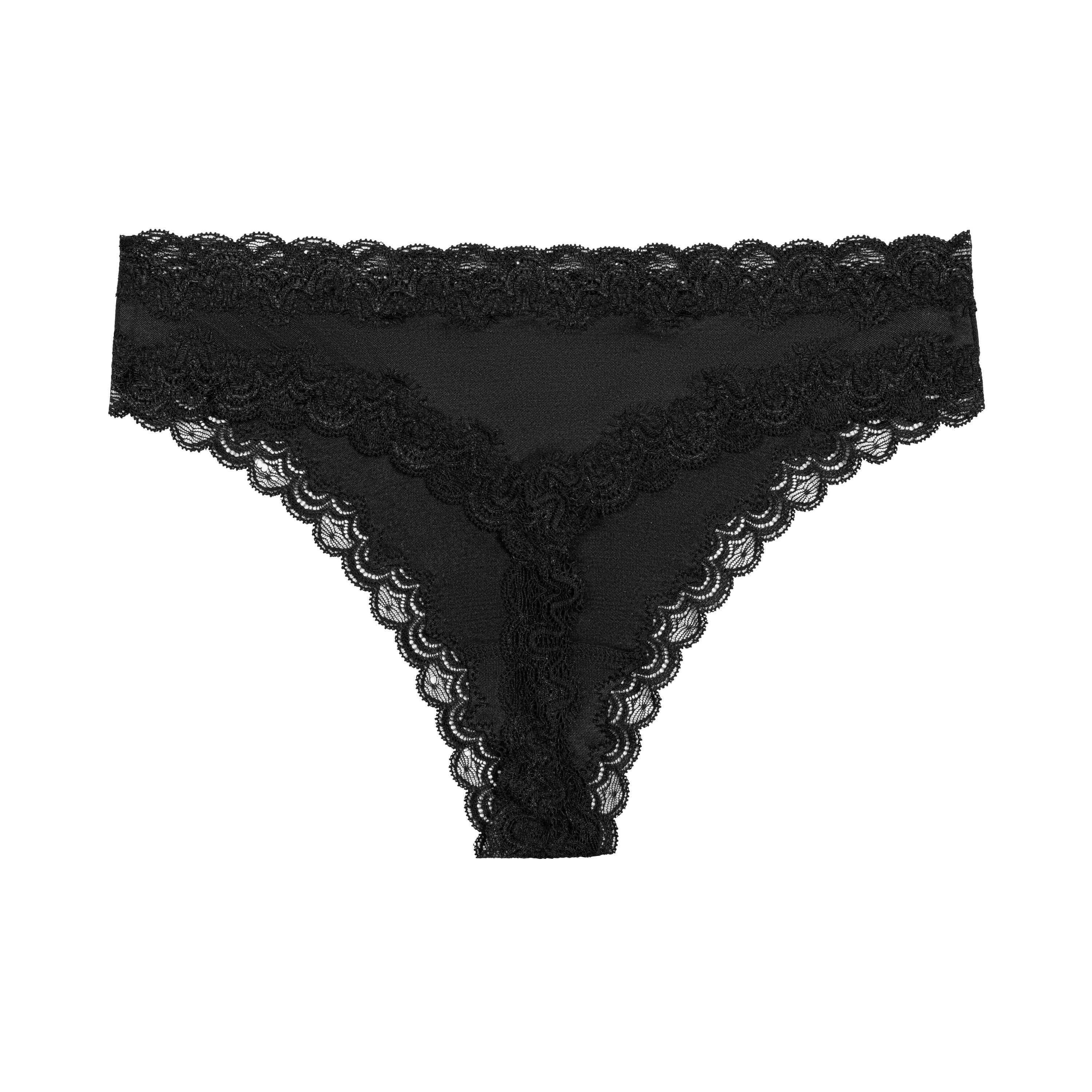 Soft Silk Lace Thong, Tap Shoe Black / Black, alternate image number 2