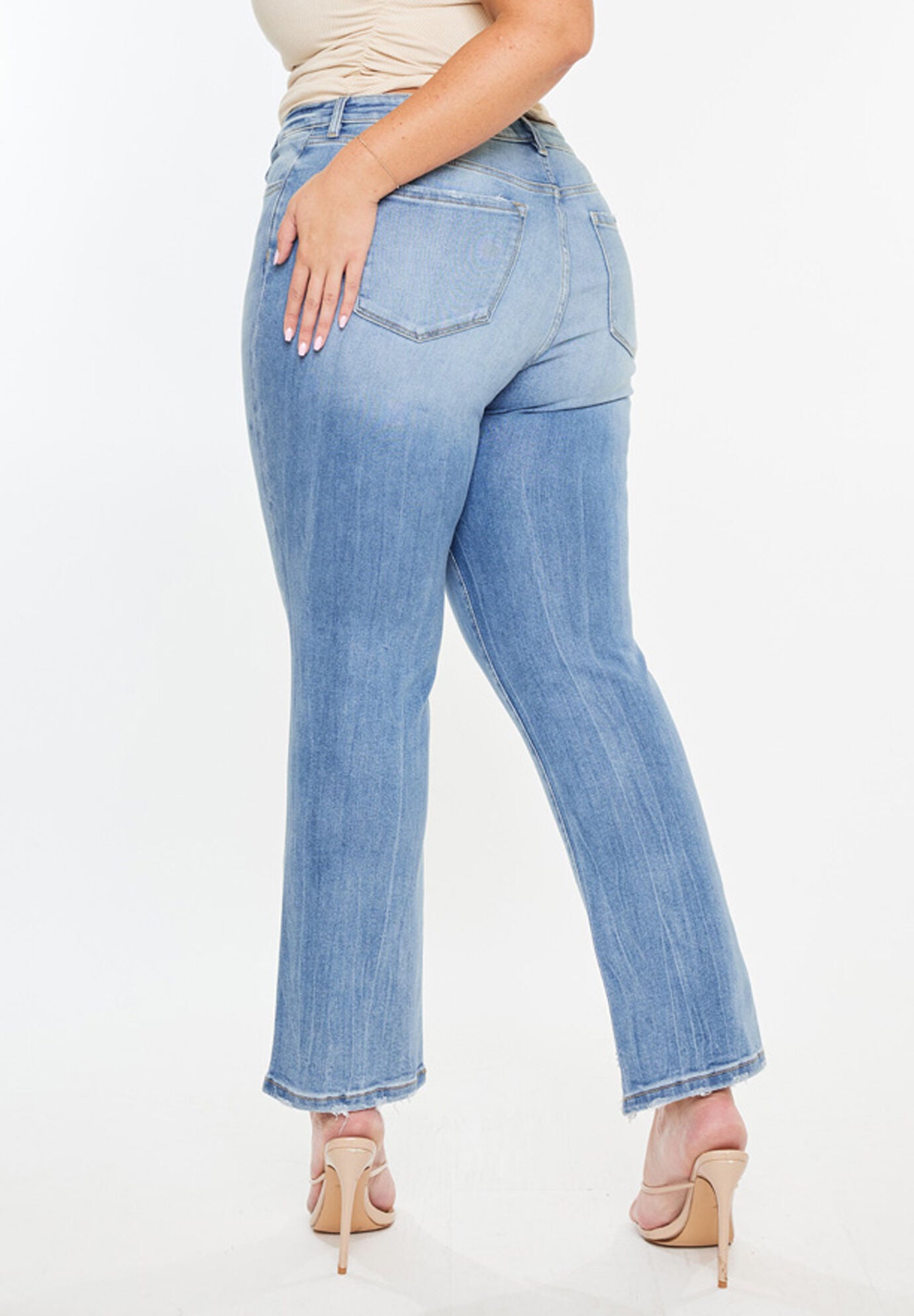 Angela Essentials High Rise Slim Crop Straight Jeans (Plus Size), Medium Wash / Medium Wash, alternate image number 6