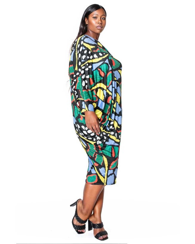 CHARM ASYMMETRICAL MIDI DRESS, Blue / Azure Blue, alternate image number 1