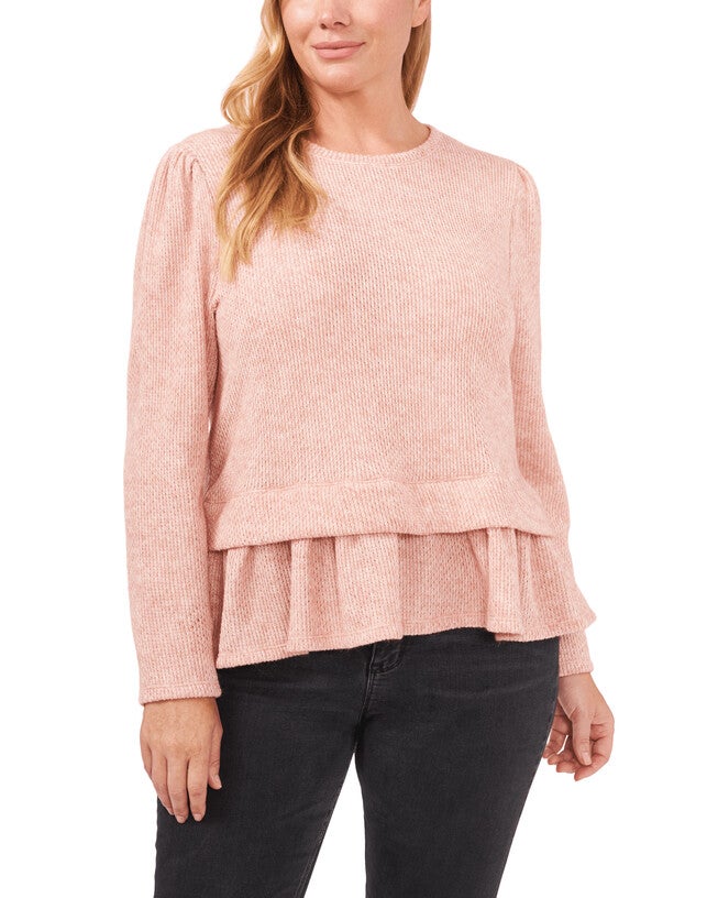Sadie Ruffled-Hem Sweater, 697MISTY PINK / Pink, hi-res image number 0