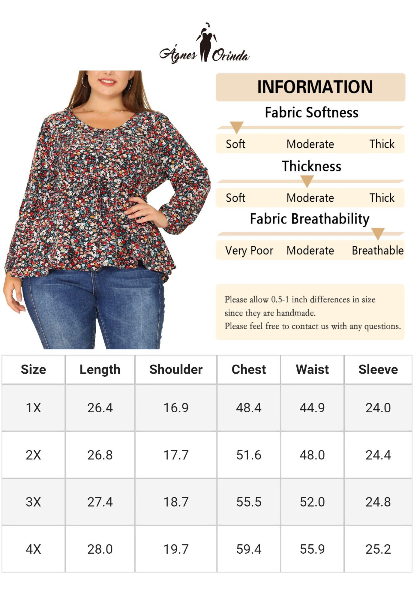 Floral Print Long Sleeves Belt Tie Ruffle Casual Peplum Top, Black / Black, alternate image number 4