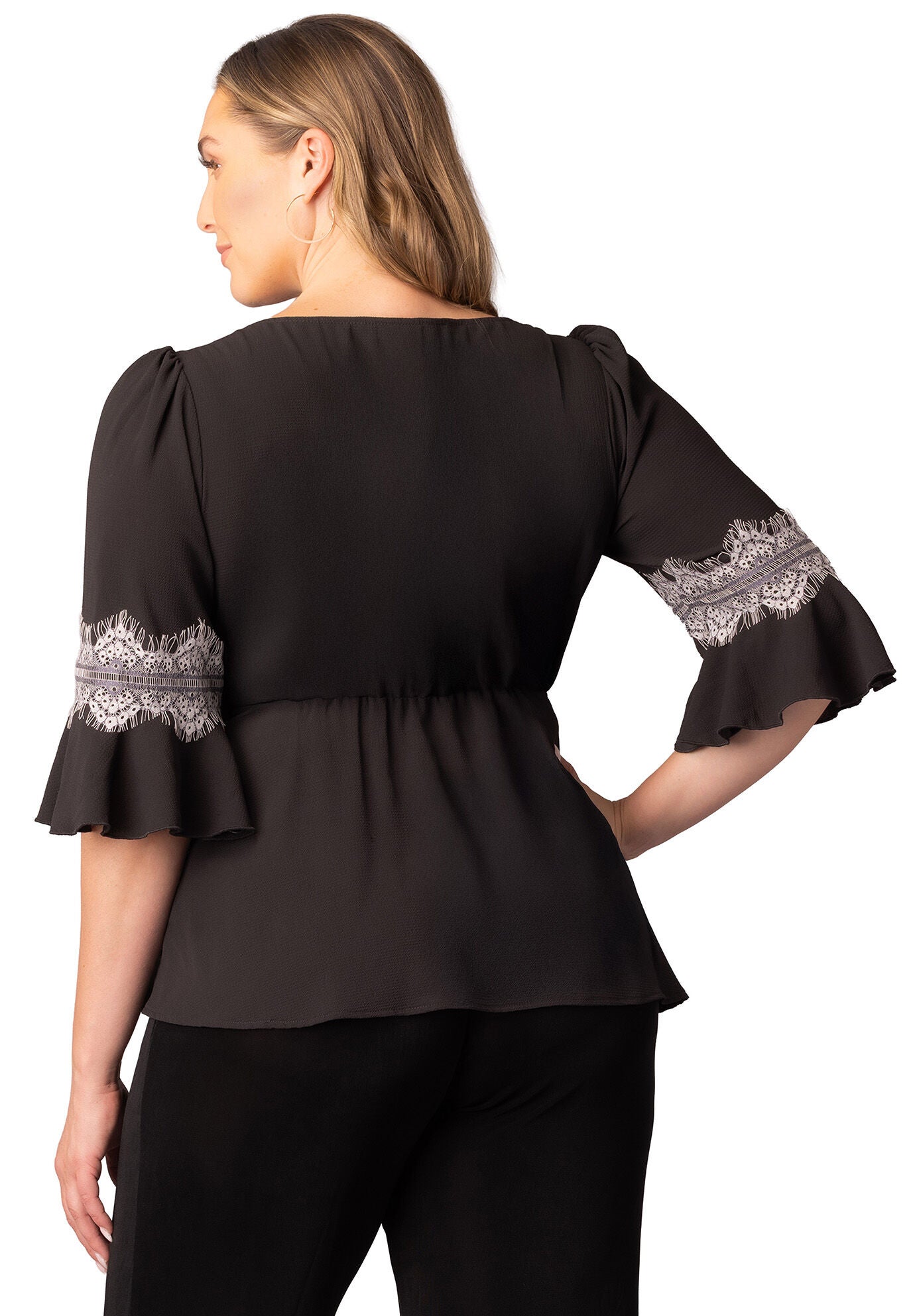 Chateau Lace Trim Top, Black Noir / Black, alternate image number 1