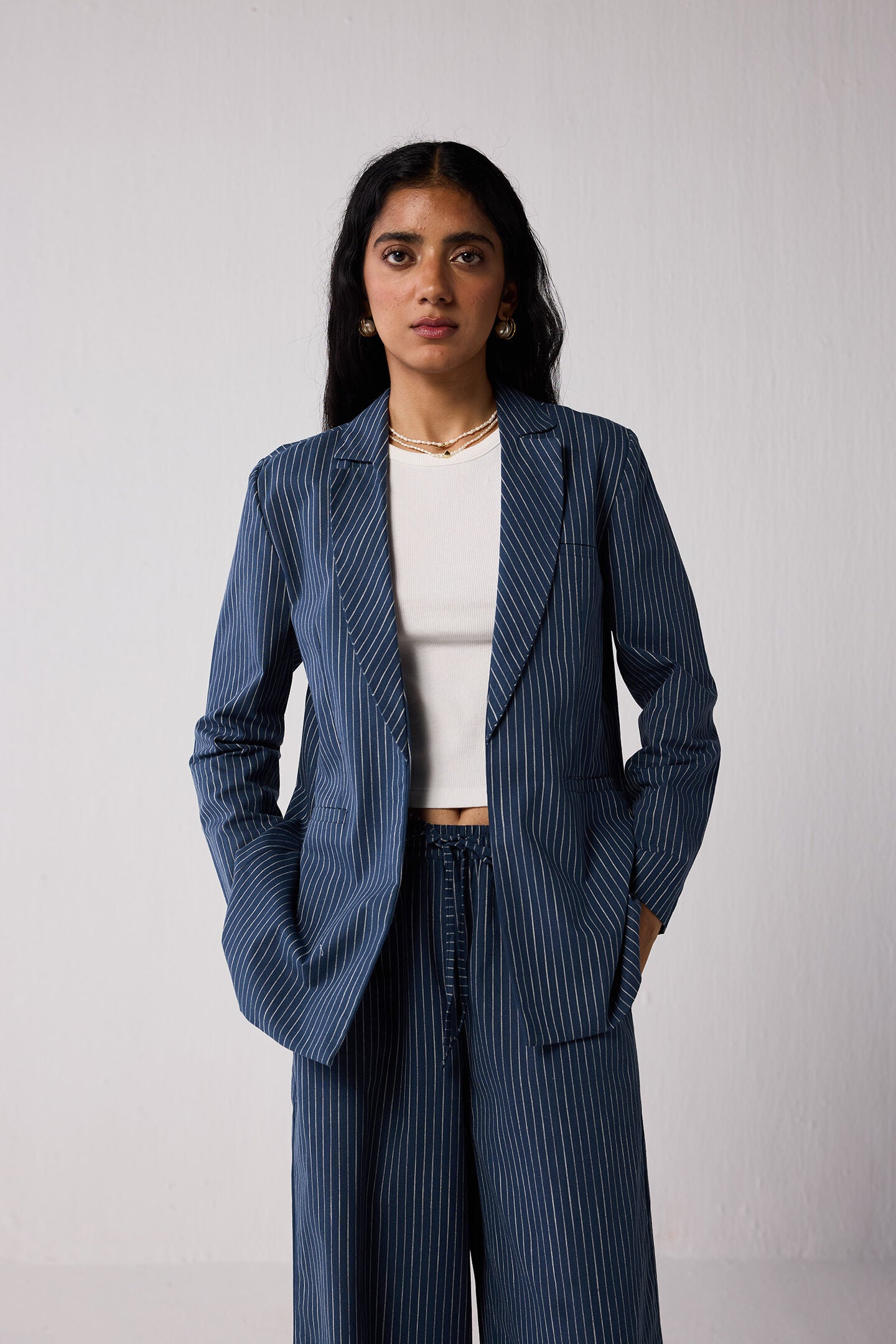 The Weekday Blazer in Blue Stripes, Twilight Tracks / Navy, alternate image number 4