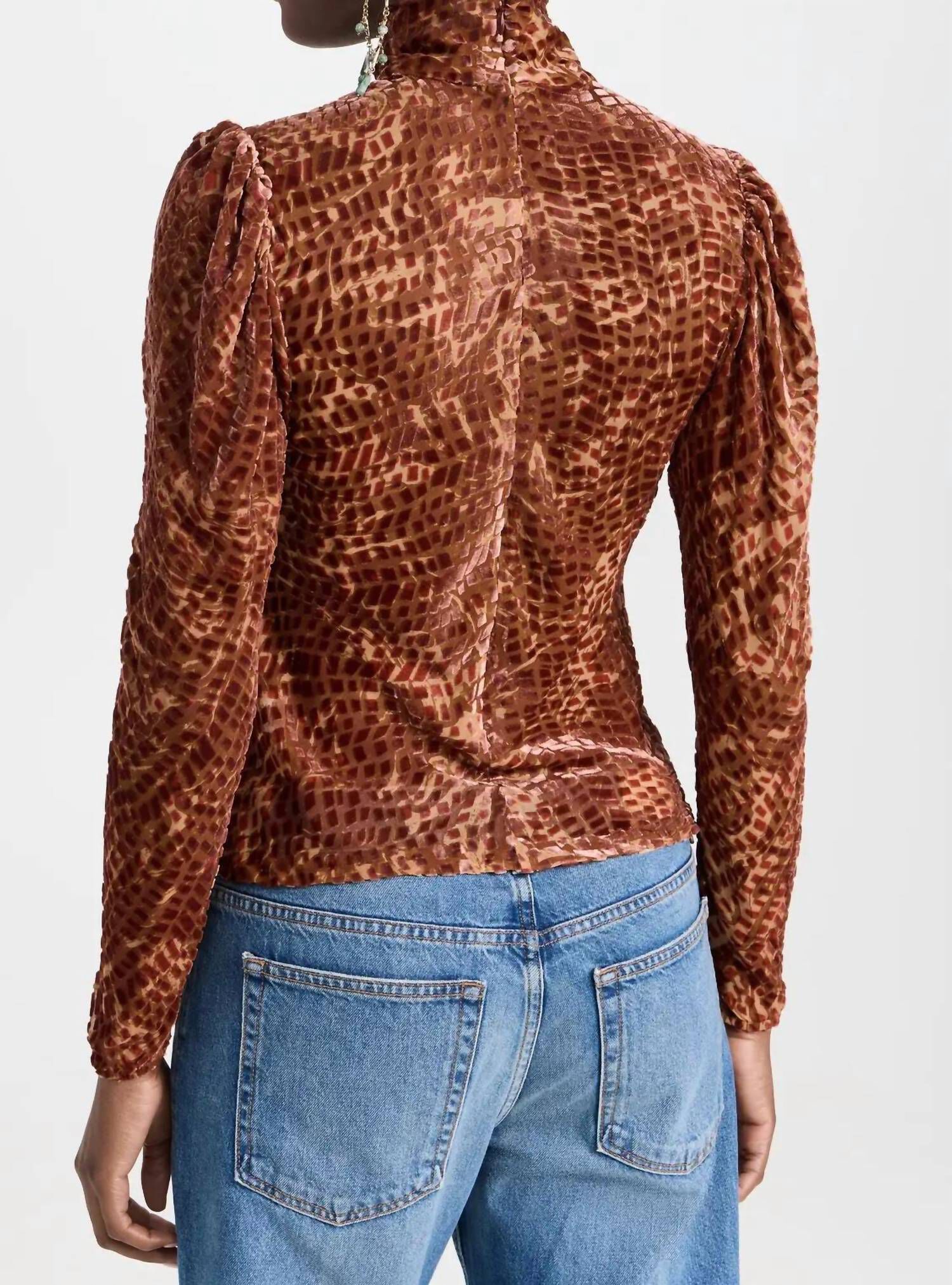 ALTHEA TURTLENECK TOP, Sienna / Brown, alternate image number 1