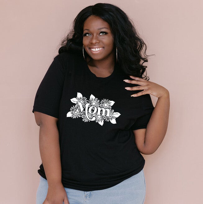 Mom Sunflowers Short Sleeve Graphic Tee, Black / Black, hi-res image number null