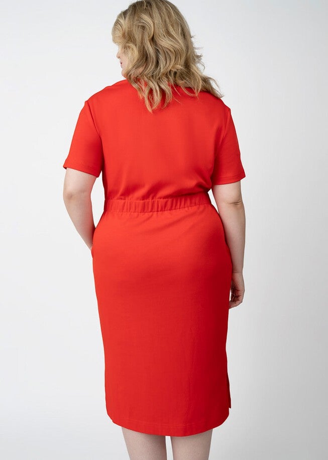 COOLROSE™ LUXE KNIT PLUS SIZE MIDI DRESS, Poppy / Red, alternate image number 4