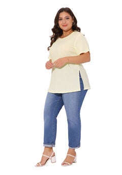 Short Sleeve Side Split T-Shirt Tee