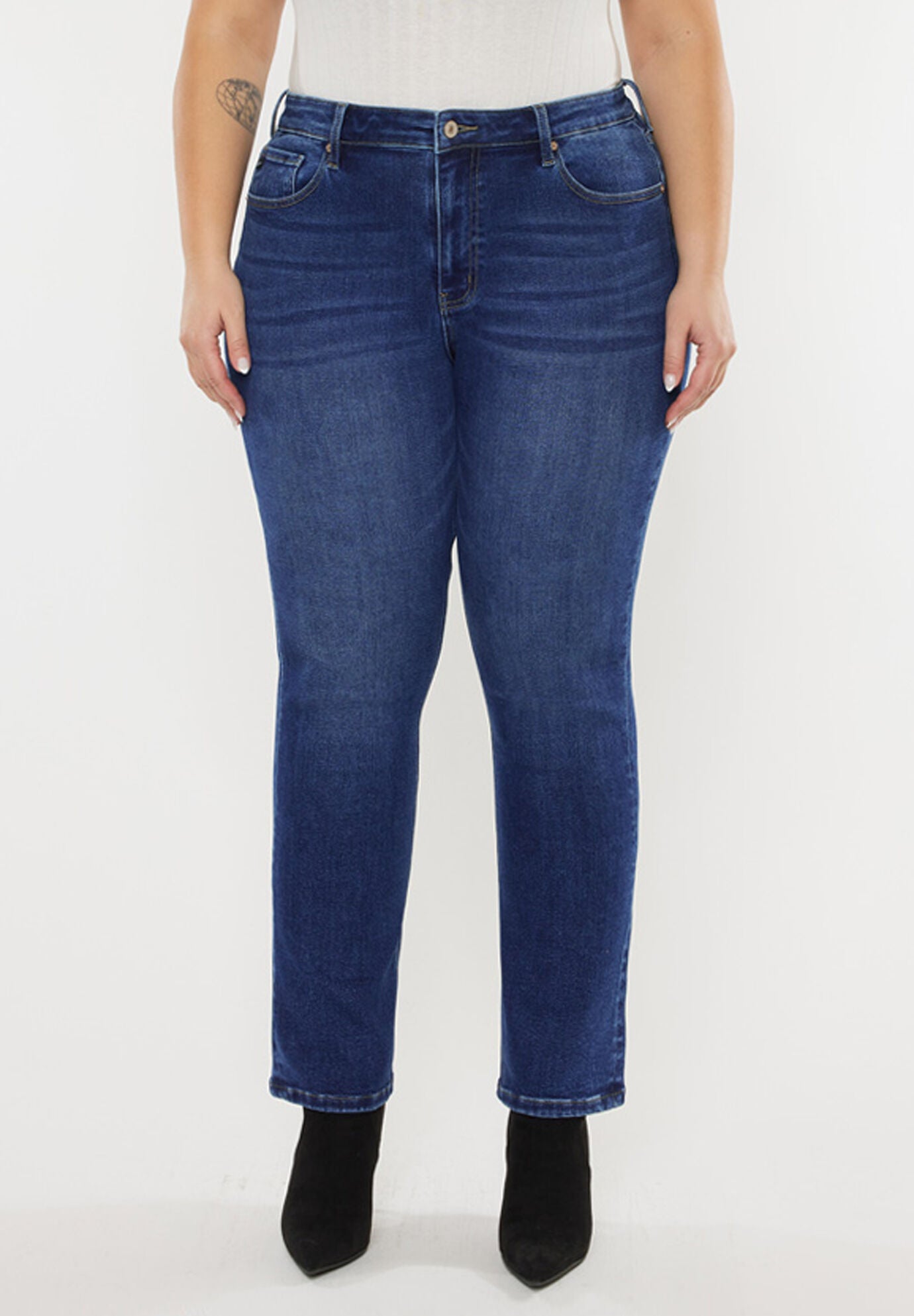Alannah Essentials High Rise Slim Straight Leg Jeans (Plus Size), Dark Wash / Dark Wash, alternate image number 4