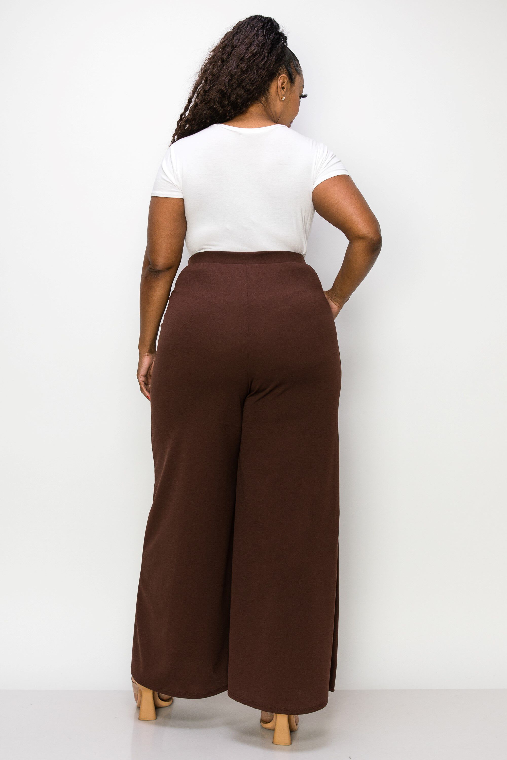 RACHEL WIDE LEG POCKET PANTS, Lt Brown / Brown, alternate image number 2
