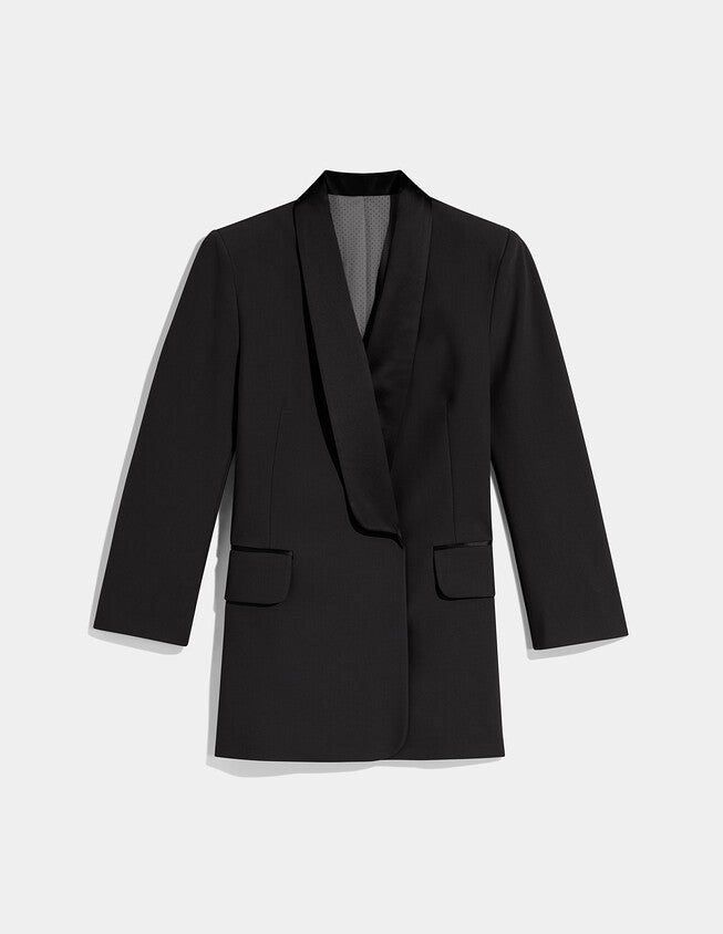 Satin Tuxedo Jacket, Black / Black, hi-res image number null