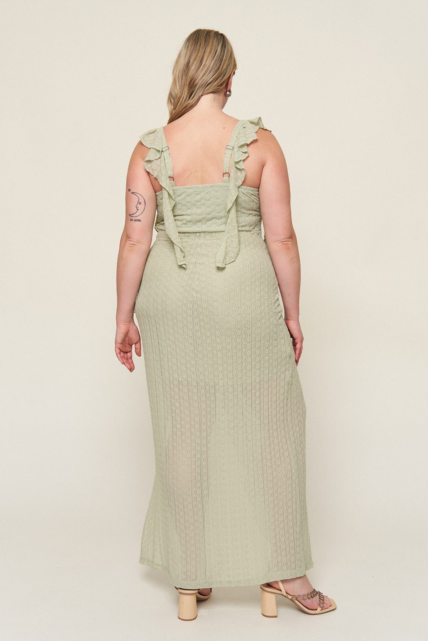 Maria Asymmetrical Lace Dress, Sage / Sage Green, alternate image number 4