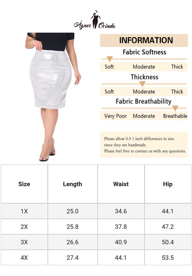 Sequin Sparkle Side Slit Cocktail Party Bodycon Pencil Skirt, Silver / Silver, alternate image number 4
