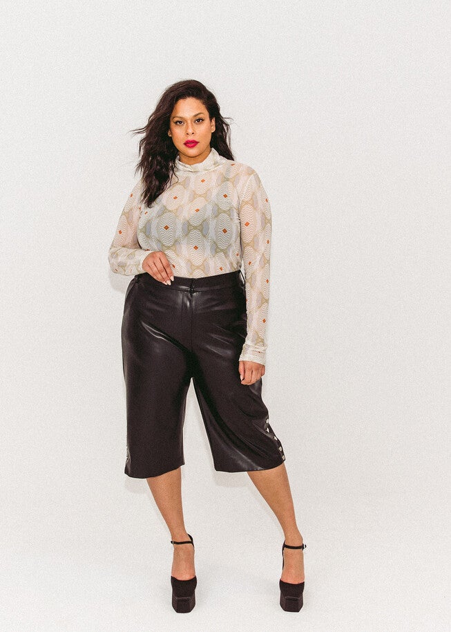 "Leather" Culotte, Black / Black, hi-res image number 0