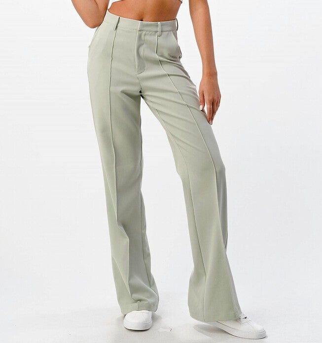 FRONT SEAM WIDE LEG PANTS IN SAGE, Sage / Light Green, hi-res image number 0