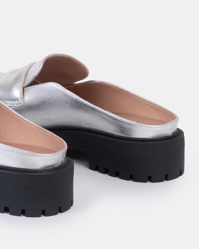 Alex Lug Loafer Mule, Metallic Silver / Brown, alternate image number 3