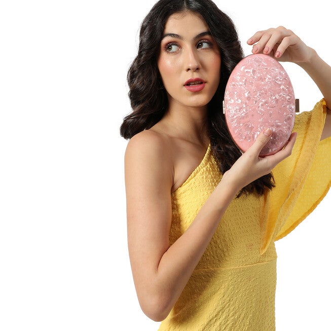 Haute Sauce Women's Marble Oval Clutch Bag, Pink / Pink, alternate image number 2