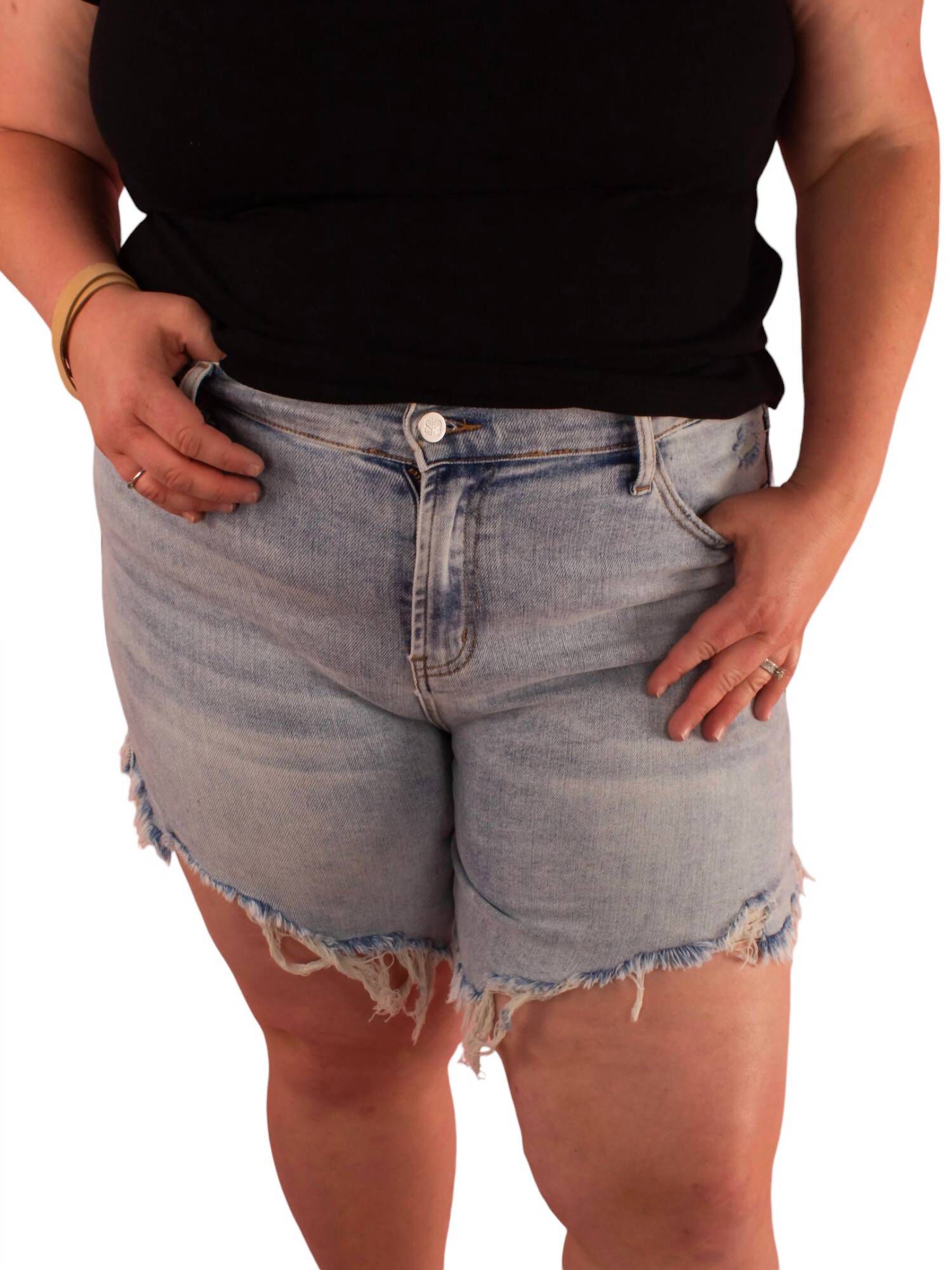 Dylan Frayed Hem Shorts, Light Wash / Light Wash, alternate image number 4