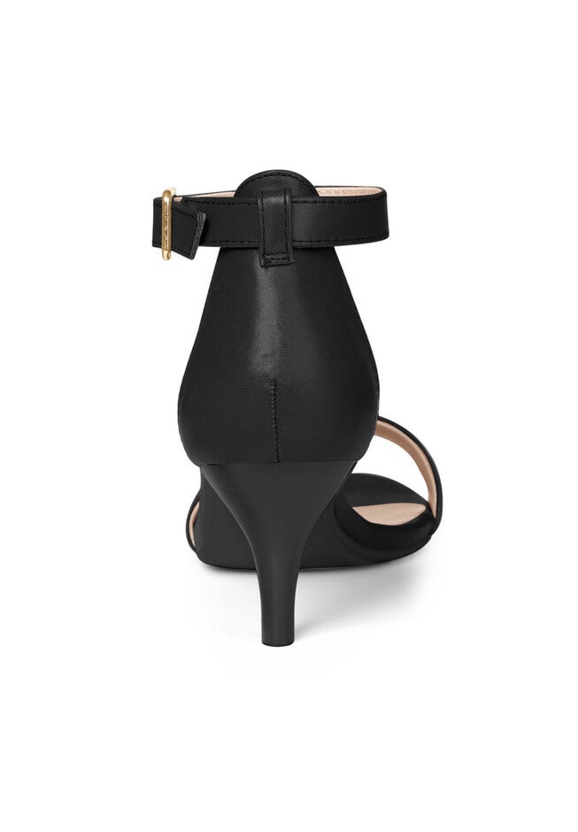 Open Toe Kitten Heeled Ankle Strap Sandals, Black / Black, alternate image number 4