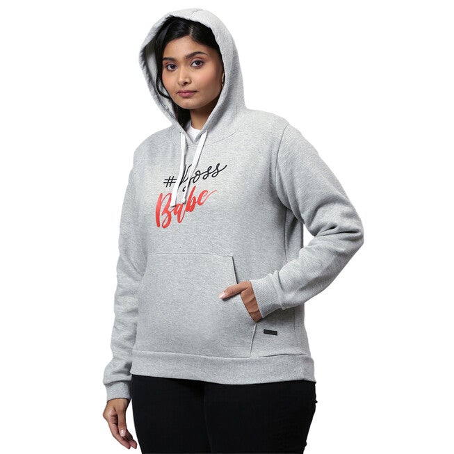 Grey "Boss Babe" Text Printed Sweatshirt, Light Grey / Light Grey, alternate image number 3