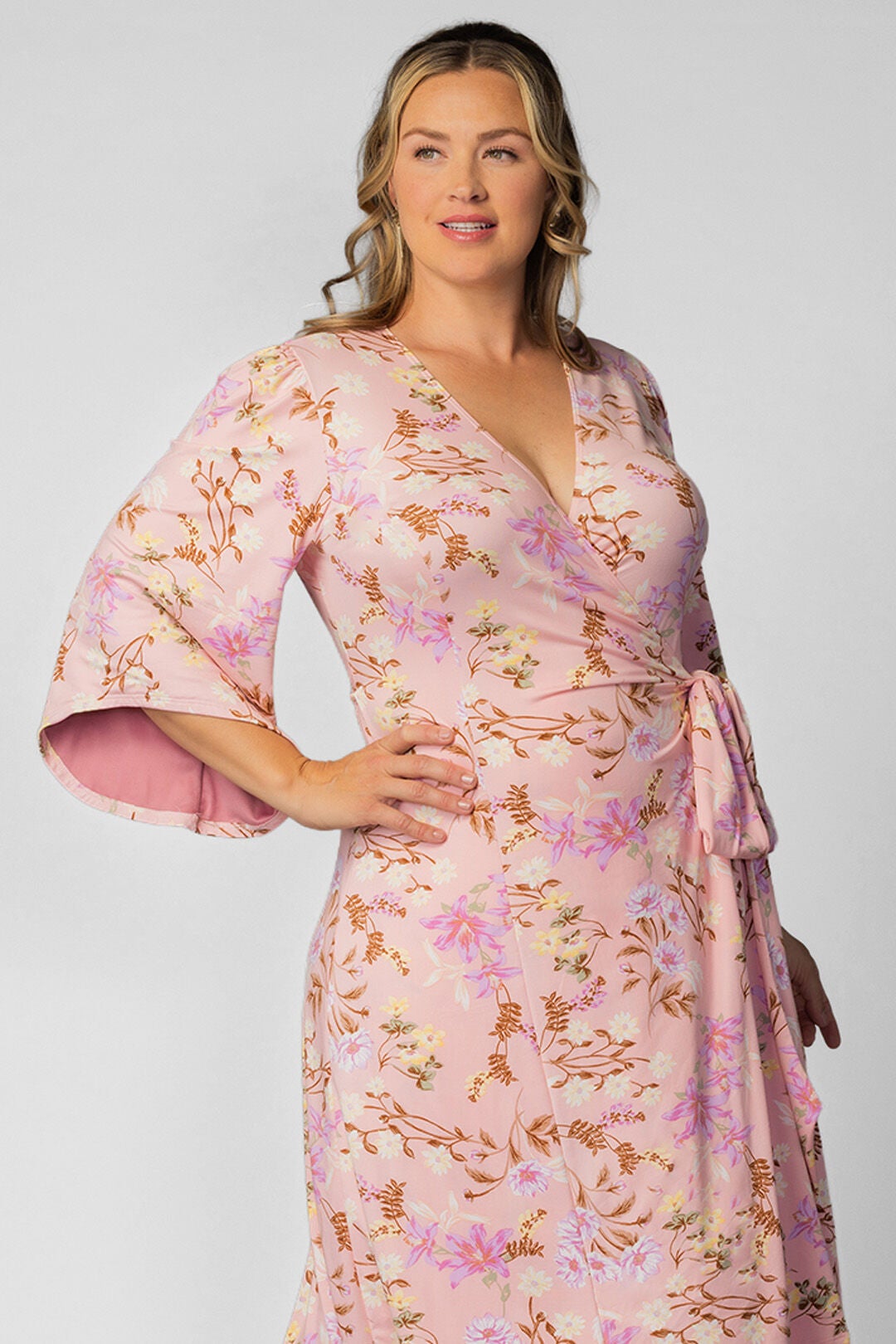 Gemini Wrap Dress, Lively Peach Florals / Peach, alternate image number 2