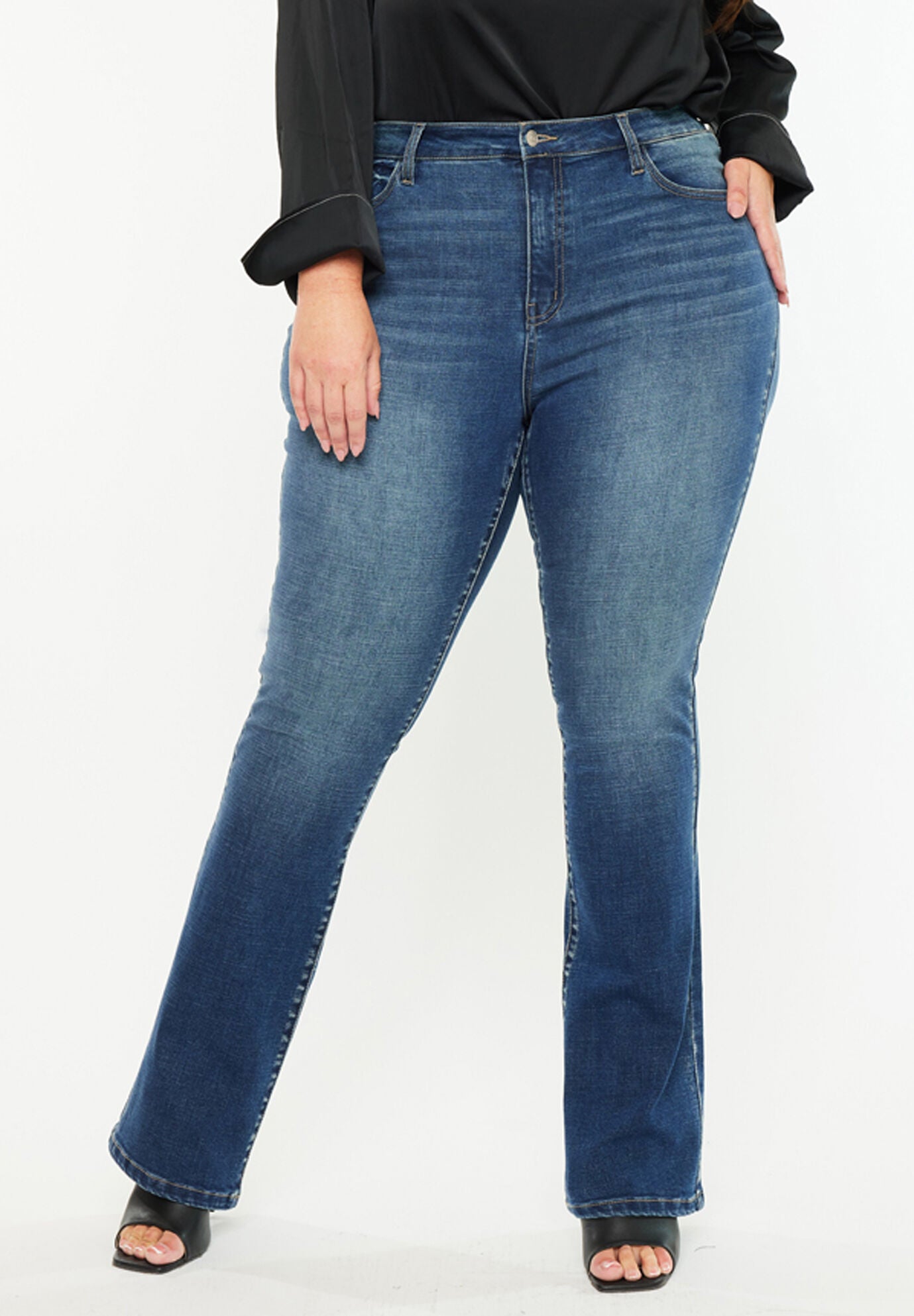 Hope Essentials High Rise Skinny Bootcut Jeans (Plus Size), Medium Wash / Medium Wash, alternate image number 2