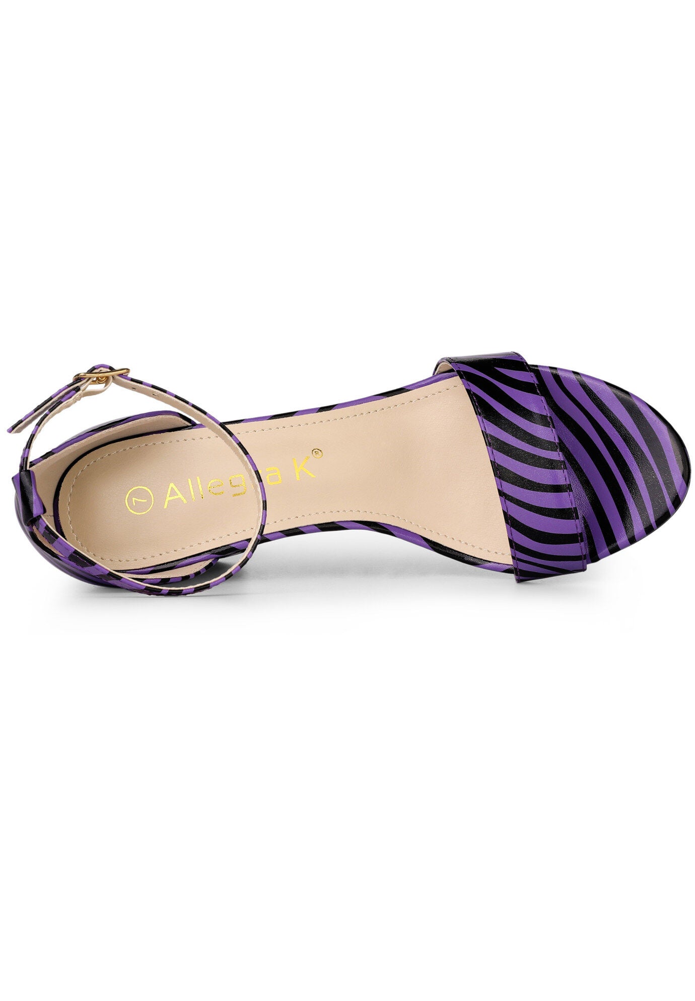 Snakeskin Ankle Strap Snake Chunky Heel Sandals, Black Purple / Purple, alternate image number 3