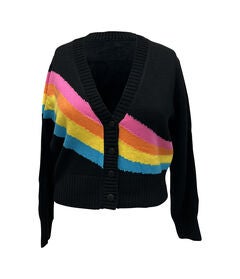 Smak Parlour Black & Rainbow Stripe Cardigan