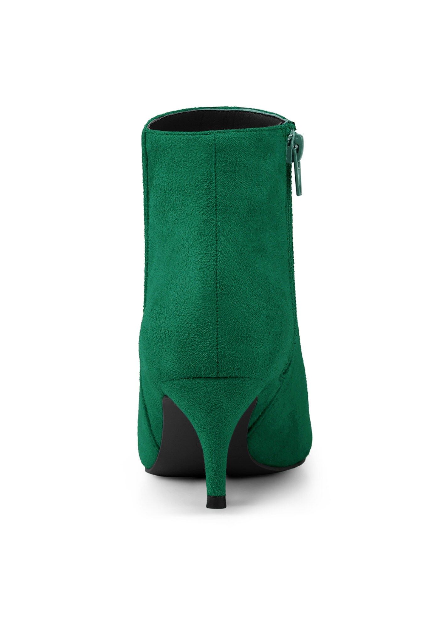 POINTED TOE KITTEN HEEL ZIP BOOTIES, Emerald Green / Forest Green, alternate image number 2