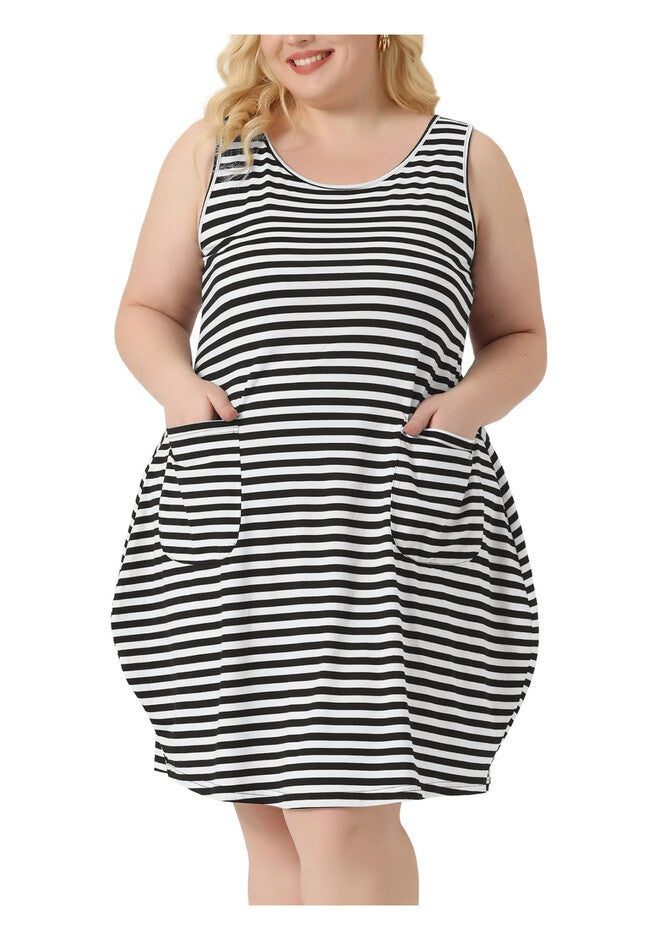Sleeveless Pajama Sleepdress with Pockets, Black / Black, alternate image number 2