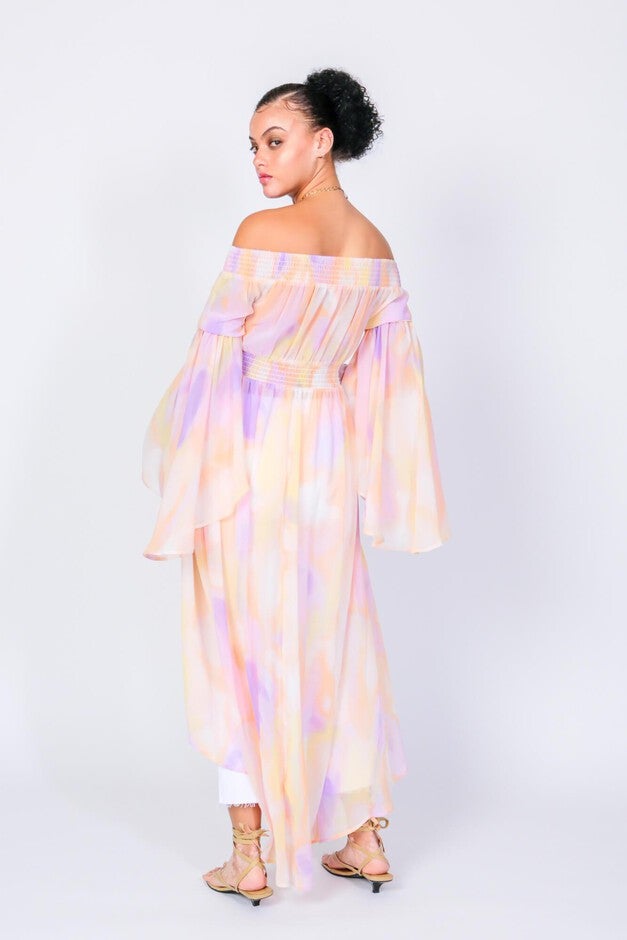 Andy Off The Shoulder Duster, Cotton Candy Print / Orange, alternate image number 2
