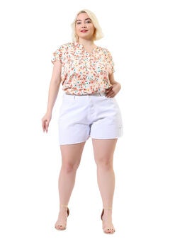Floral Printed Ruffle Trim V Neck Layered Sleeve Blouse