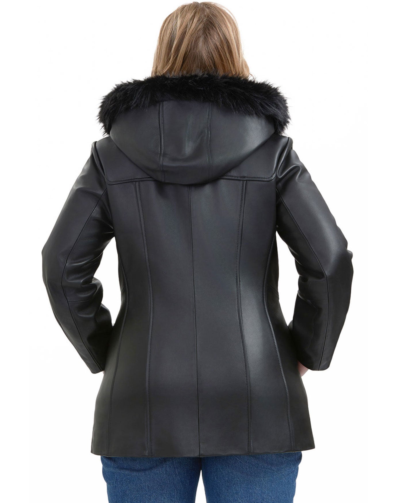 Flora Leather Toggle Coat, Black, alternate image number 4
