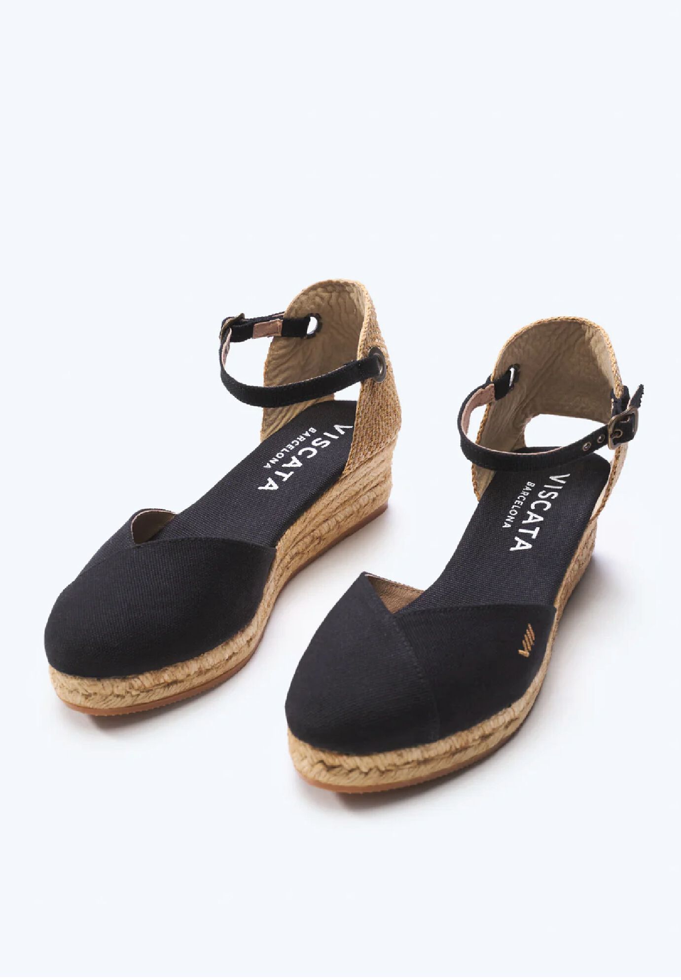 Pubol Canvas Espadrille Wedges, Black / Black, alternate image number 1