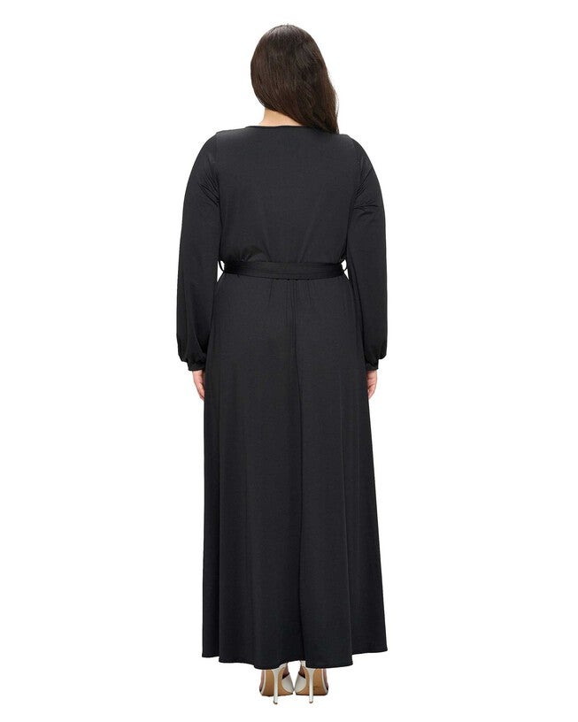 ESPINOZA SURPLICE MAXI DRESS, Black / Black, alternate image number 1