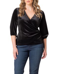 ODETTE VELVET FAUX WRAP TOP