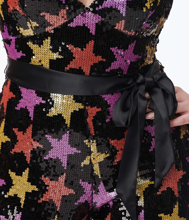 Smak Parlour Black & Multicolor Star Sequin Glamour Goddess Jumpsuit, Black / Black, alternate image number 2