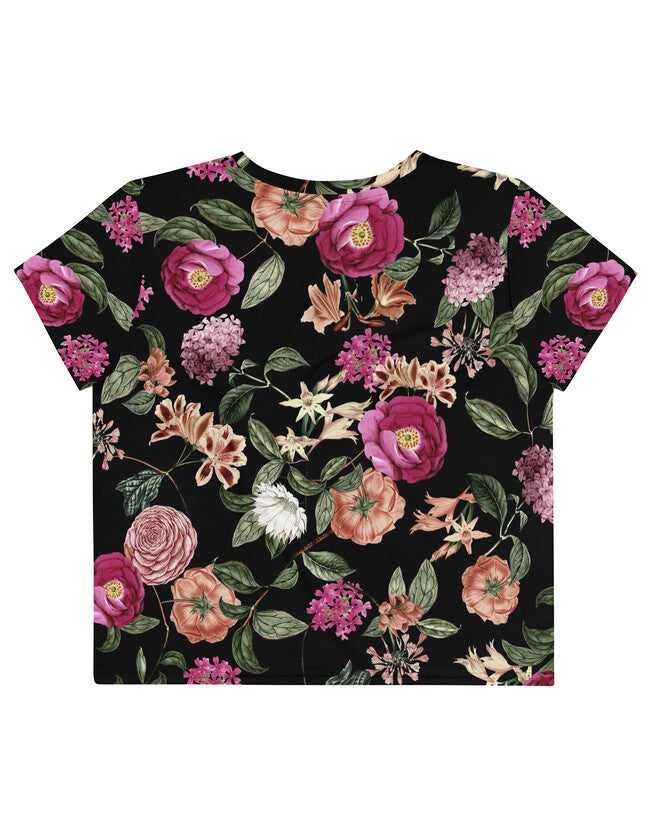 Dark Tropic Romance Crop Tee, Dark Tropic Romance floral print / Black, alternate image number 3