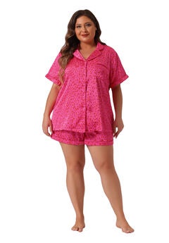 Short Sleeve Button Shirt and Shorts 2 Pieces Lounge Set