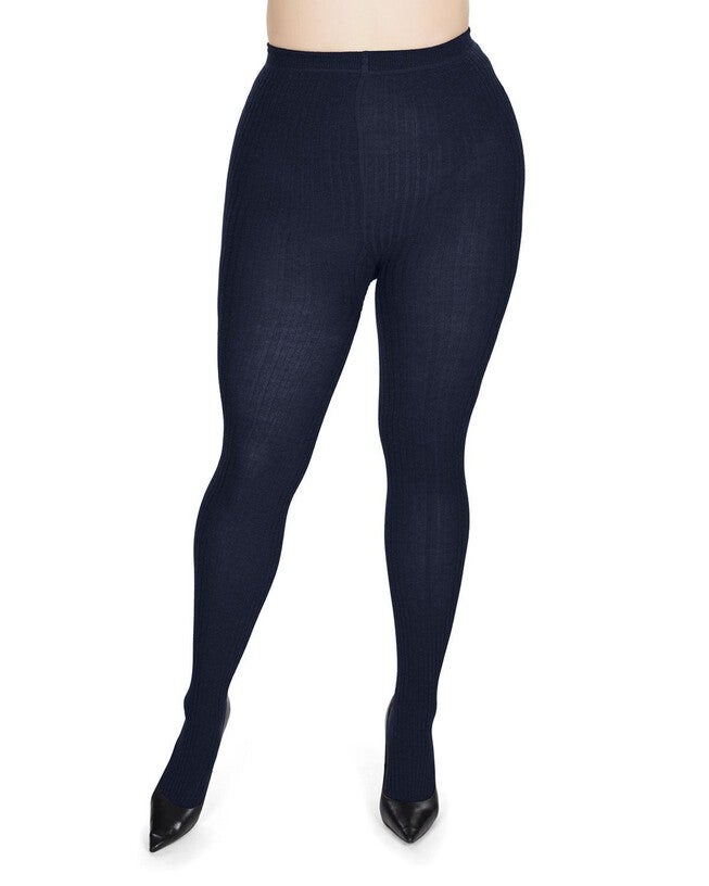 Boston Ribbed Cotton Blend Sweater Tights, , alternate image number 2