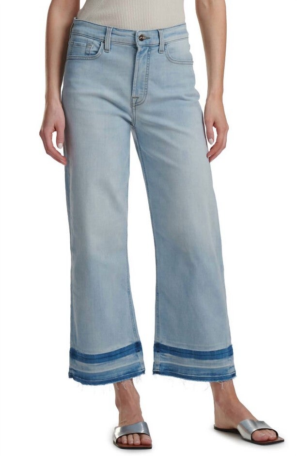 CROPPED WIDE LEG JEAN W/ HI REL FRAY HEM IN KIRRA, Kirra / Light Wash, hi-res image number 0